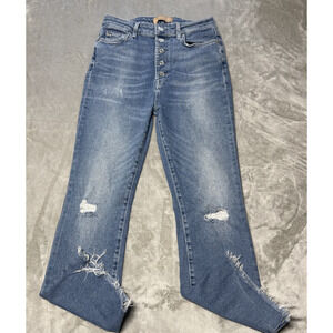 7 FOR ALL MANKIND Jeans Womens Sz 28 Luxe Vintage High Waist Slim Kick Raw Hem